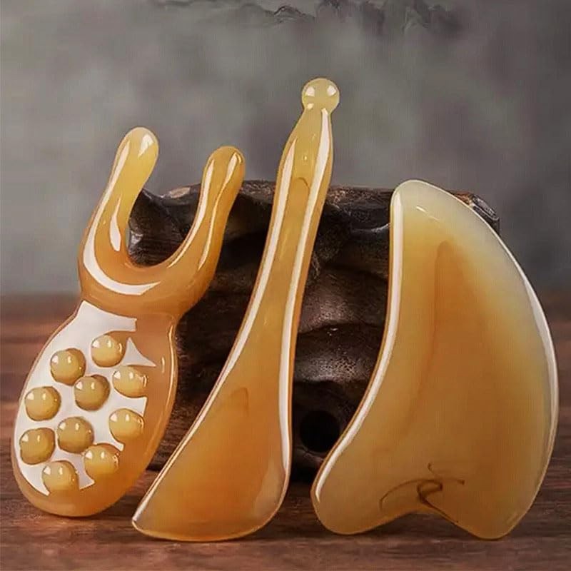 SHIDXIB 3Pcs Gua Sha Facial Massage Set Power-Free Handheld Skin