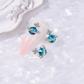 3D Nails Planet Charms, Punk Saturn Nail Charms, Planet Nail Art Jewels Reusable with Saturn Shape, Gems Nail Charms for Nail DIY Supplies (Six Colors)