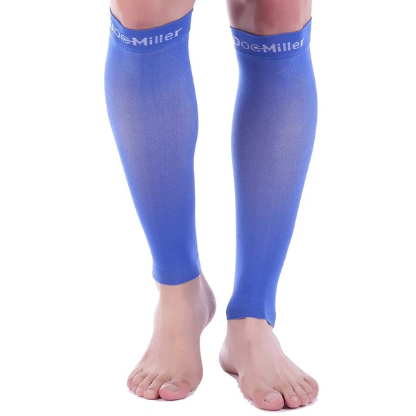 Doc Miller Premium Calf Compression Sleeve 1 Pair 20-30mmHg Graduated Support for Sports Running Circulation Recovery Shin Splints Varicose Veins (Blue, 4X-Large)