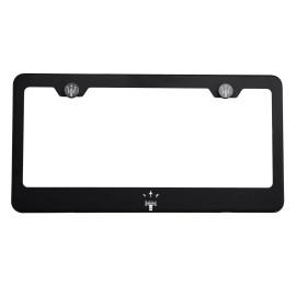 KA Matte Black Maserati Logo Mirror Laser Etched License Plate Frame Tag Screw Cap