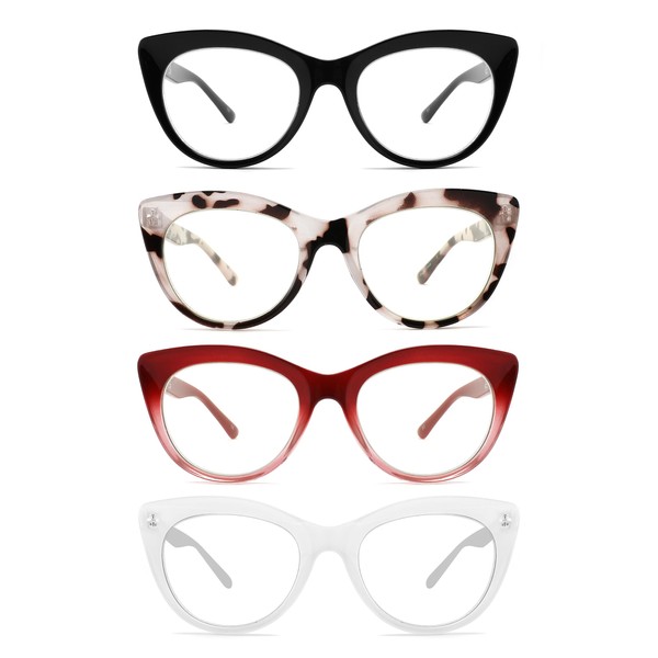 IVNUOYI 4 Pack Reading Glasses Blue Light Blocking Readers for