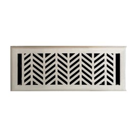 Empire Register Co, Decorative Air Vent Covers - 4x12 inch, Chevron Design, Brushed Nickel Finish, Heavy Duty Walkable Floor Register, Metal Damper Attached