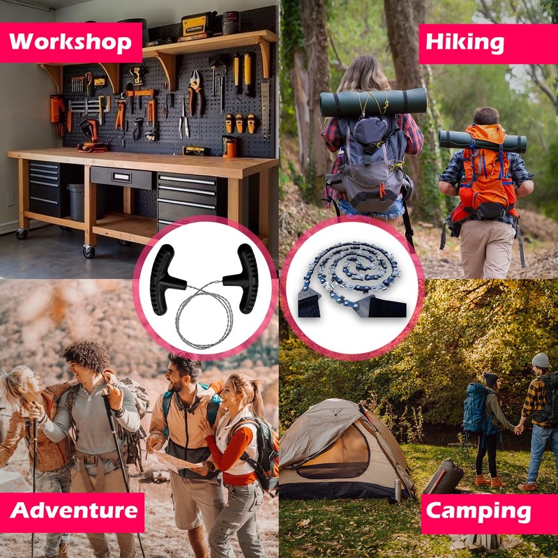 Pocket Chainsaw With Wire Saw for Camping Heavy Duty Steel