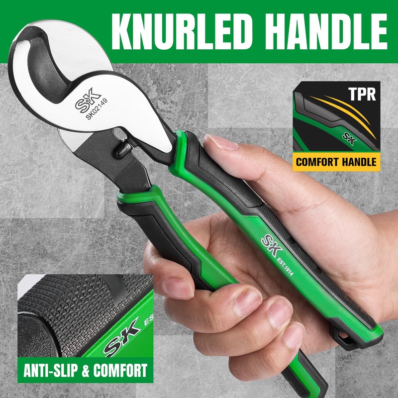 SK 9.5-Inch Cable Cutter, Heavy-Duty Wire Cutter, High Leverage Cable