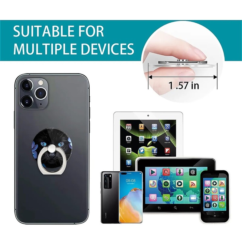 One Piece Set of Phone Ring Holders Black Mumbai Clivia