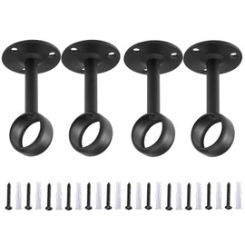 Anndason Curtain Rod Ceiling-Mount Bracket Curtain Rod Brackets Curtain Rod Holders for 1 1/4-Inch Rod (4 PCS, Black)