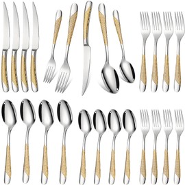 Silverware Set of 20 Stainless Steel Flatware Set Service for 4 Includes Knives Spoons Forks Kitchen Utensil Cutlery Sets For Home Kitchen Hotel
