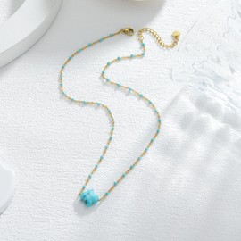 MAHSOD Dainty Four Leaf Clover Choker Necklace BlueTiny Cute Clover Pendant Necklaces for Women Lucky Four Leaf Clover Pendant Bohemian Style Necklace Gifts for Women