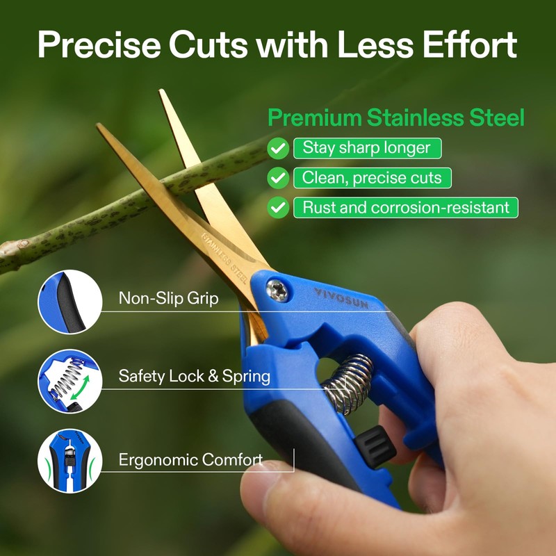 VIVOSUN Curved Gardening Scissors 6.5 Inch Hand Pruner Shear with
