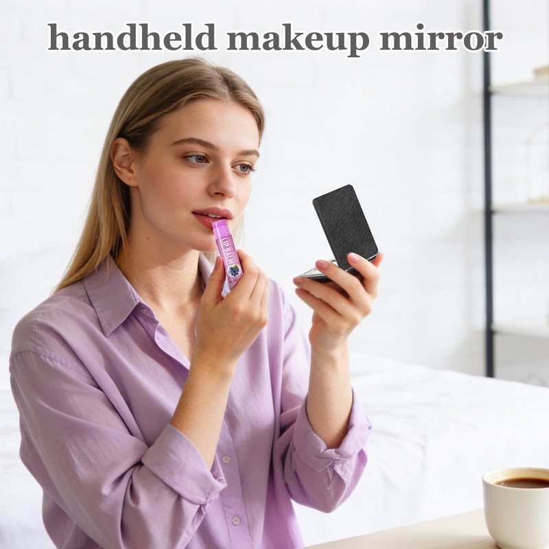 2-Pack Elegant Compact Travel Makeup Mirrors for Men Women, Dual-Sided