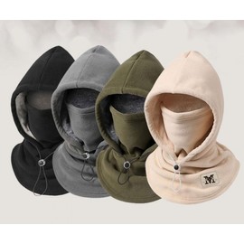 Unisex Triple-Layer M-Fleece Hooded Neck Warmer for Winter Work & Outdoor Activities Triple-Layer M-Fleece Hooded Neck Warmer (Black)