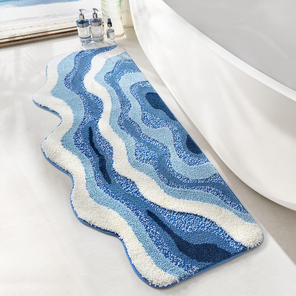 Luxury Microfiber Bath Mat, Extra Soft and Absorbent Carpet, Blue,