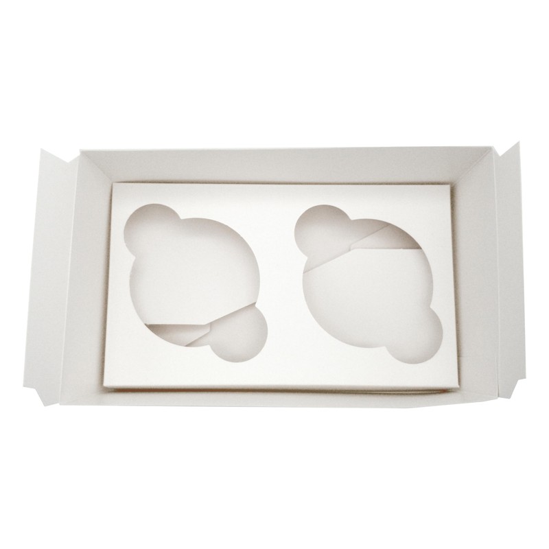 R&J 12 Pack - 2 Hole Cupcake Boxes, White Bakery