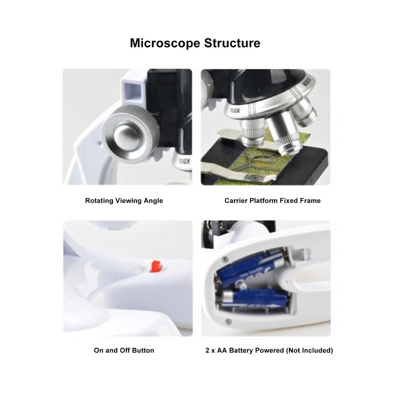 Bnineteenteam Microscope Set 100X 600X 1200X Magnification Microscope Magnifier 3