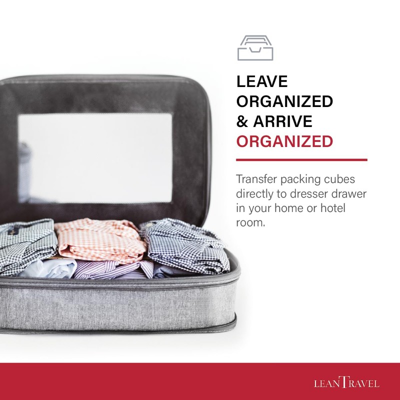 LeanTravel Premium Compression Packing Cubes for Travel - Suitcase Organizer
