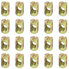 Aoktorkit 20Pcs Furniture Barrel Nut M6*10 * 15 Symmetric Dowels Nut Fasteners Zinc Plated Barrel Slotted Nuts for Cot Bed Desk Table Furniture