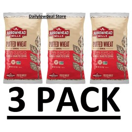 Arrowhead Mills 3 PACK - Arrowhead Mills Puffed Wheat Cereal -- 6 oz - Non GMO - No Added Sugar