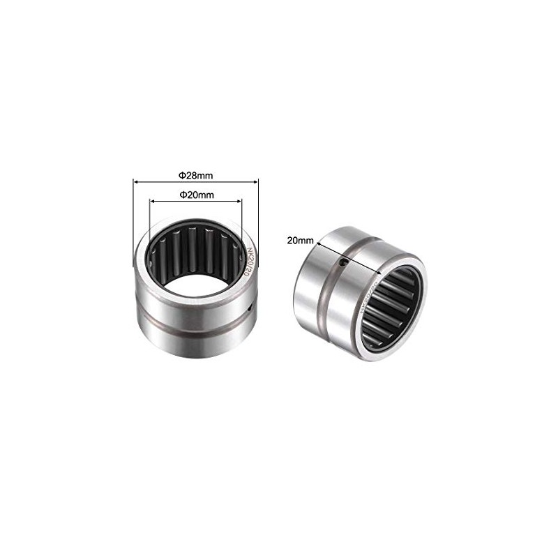 sourcing map NK20/20 Needle Roller Bearings 20mm x 28mm x
