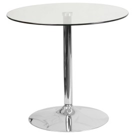 Flash Furniture 31.5'' Round Glass Table with 29''H Chrome Base