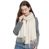 DonDon Women's Scarf, Plain, Soft, 185 x 65 cm, cream,