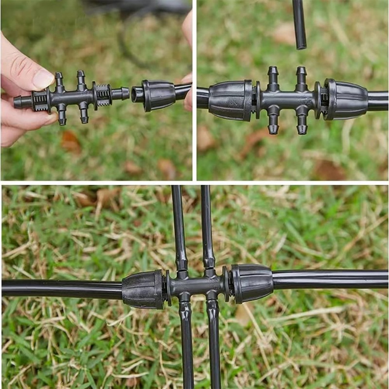 CTRICALVER 6 pcs Barbed Reducing 6-Way Connectors Drip Irrigation, 1/2