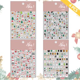 Christmas Nail Art Stickers Cute Cartoon Snowman Nail Decals Snowflake Christmas Tree Nail Stickers Nail Art Supplies Charms Christmas Nail Art Decorations 4 Sheets