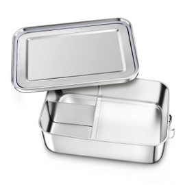 Homikit Lunch Box with Compartments, 1400 ml Stainless Steel Bento Box Lunch Box for Children and Adults, Leak-Proof Metal Lunch Box with Sealing Ring for School, Office, Picnic, Dishwasher Safe