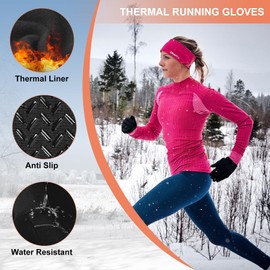 coskefy Running Gloves, Thermal Touch Screen Gloves Winter Gloves Men Women for Cycling Biking Sports Walking Skiing Liners
