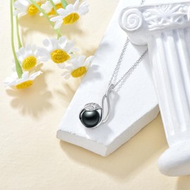 Freshwater Black Pearl Pedant Necklace Leaf Design For Womens Black pearl Jewelry Black pearl necklace Gfit for women/Females 50inches