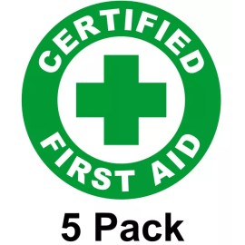 Unbranded 5x Certified First Aid Hard Hat Decals / Labels / Stickers Round Helmet CPR EMT