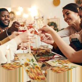 100Pcs Fall Paper Napkins,Vintage Pumpkin Party Napkins for Thanksgiving Harvest Pumpkin Maple Leaves Sunflower Theme Decoration for Autumn Thanksgiving Harvest,Wedding,Birthday Party