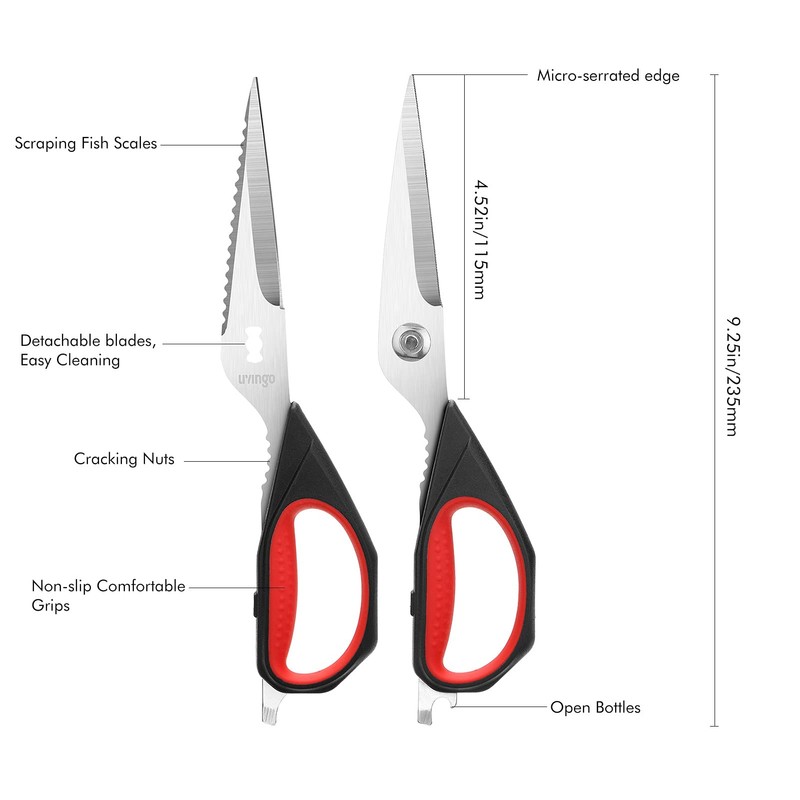 LIVINGO Kitchen Scissors Forged Stainless Steel Removable Cooking Scissors Rubber