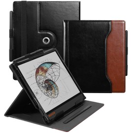 Case for Boox Note Air 4C / Boox Note Air 3C / Note Air 3 / Note Air 2 / Air 2 Plus Tablet - PU Leather Case with Wrist Strap / Pen Holder and Automatic Sleep Wake-up Function (Black vs Brown)