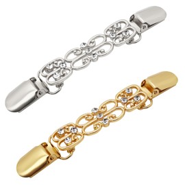 Frutain 2 Pcs Waist Cincher & Shirt Clip Retro Dress Cinch Clips for Shawl,Cardigan,Sweater,Clothes & Pant Tightener Clip (Hollow Out)