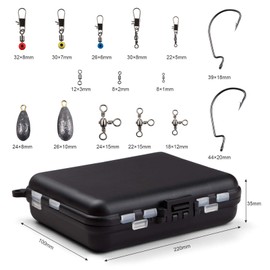 LIHAO Fishing Tackle 160 Pieces Swivel Snap Fishing Hook Fishing Set with Case
