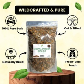 Herb To Body Cascara Sagrada Bark Cut & Sifted – 4 oz, Wildcrafted Rhamnus Purshiana for Detox Tea, Natural Laxatives for Gut Health and Digestive Detox