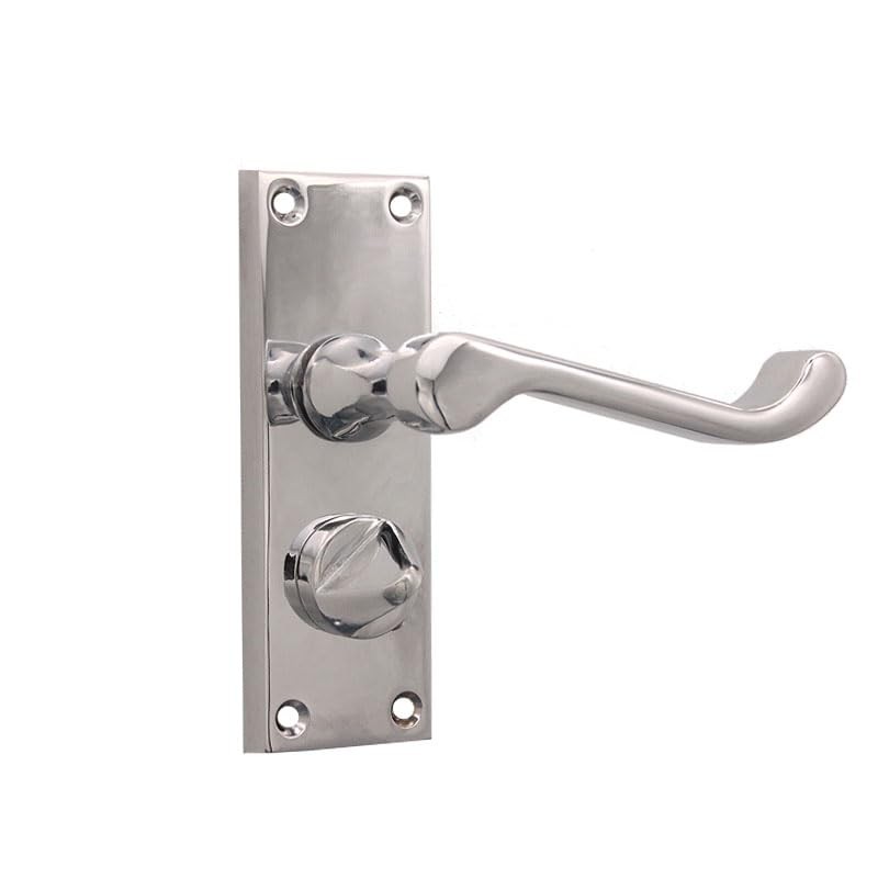 Polished Chrome Victorian Scroll Lever Latch Lock Bathroom Privacy Door