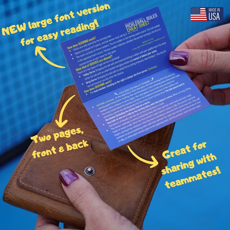 Pickleball Rules Cheat Sheet, The Perfect Courtside Reference, Made in