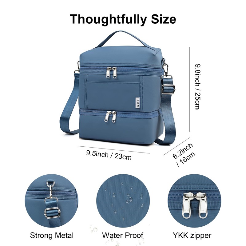 NOL Dual Compartment Insulated Lunch Bag Leakproof Cooler Tote Bag