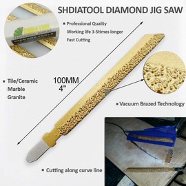 SHDIATOOL 5-Piece 4 In. Diamond Jig Saw Blades for Tile Ceramic Brick Granite Marble with T-Shank 46 Grit