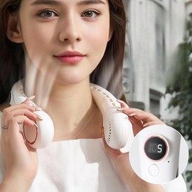 YZYOE Multi Functional Rechargeable Neck Fan with LED Display Screen, A New Five Mode Portable Fan for Work and Life.