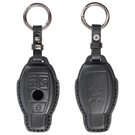XUKEY Key Case for Mercedes Car Key Case 3 Buttons Key Case Cover Made of Leather Black Protective Cover for Mercedes Key Protection Accessories, black