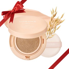 LOVB LOVB Natural Cover Glow Cushion Foundation | Satin Radiant Finish | Korean Foundation Makeup | Long-Lasting Natural Coverage | for All Skin Types 0.42 oz. (21P Porcelain Ivory)