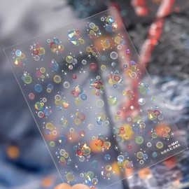 Cute 3D Bubble Nail Art Stickers Decals Colorful Aurora Bubble Self-Adhesive Nail Decals Laser Nail Design Stickers for Women Girls DIY Manicure Manicure Decoration Accessories 1 Sheet