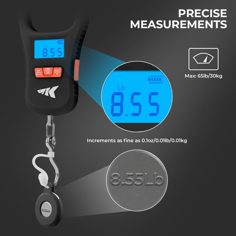 KastKing ToughTide Fishing Scale, USB Charging, 65lb Capacity, Ultra-Thin Digital