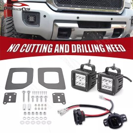 DYSO Fog Light Kit 3'' LED Pod+ Mount + Wiring for 2015-2019 GMC Sierra 2500HD 3500HD
