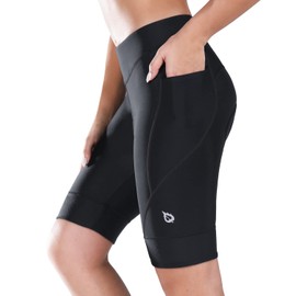 BALEAF Women's Cycling Shorts 4D Padded Cycling Spinning Road Bicycle Pockets Wide Waistband UPF50+, black