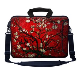 Meffort Inc 15.6 Inch Neoprene Laptop Bag – Water Resistant, Reinforced Zipper, Adjustable Shoulder Strap, Extra Side Pocket, Fits 15 to 15.6 Inch Laptops - Cherry Blossoming