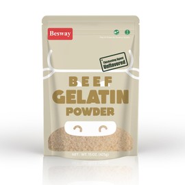 Besway Beef Gelatin Powder Unflavored 15oz, Culinary Gelatin for Gummies, Marshmallows, Desserts and more, No-GMO, Halal, Keto, Product of China