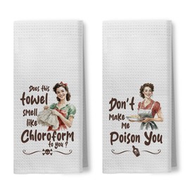 Foritho Funny Kitchen Towels Set of 2,Funny Kitchen Towels,Vintage Dish Towels for Kitchen,Funny Gifts for Women,Gifts for Hostess,Best Gifts for Hostess New Home Mom Women Housewarming,16x24 Inch